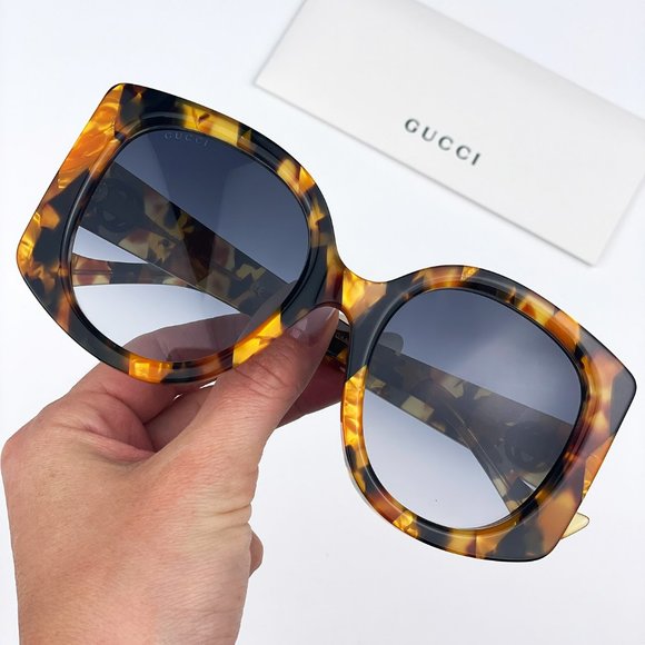 Gucci GG1257S 004 Sunglasses Havana Gradient Blue Butterfly Oversized Women main image 9